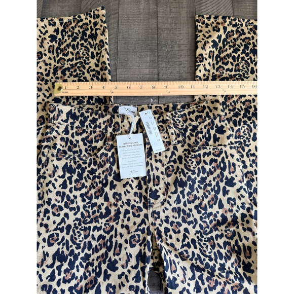 J.Crew Leopard Print Straight Leg Pants Women’s Size 25 Stretch Cotton Mid-Rise - Picture 4 of 9